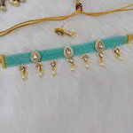 *Цвета меди, золотое и синее медное индийское украшение на шею с искусственными камнями