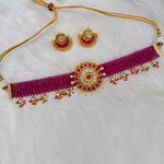 *Цвета меди, золотое и розовое индийское украшение на шею из меди с искусственными камнями