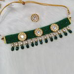 *Цвета меди, зелёное и золотое медное индийское украшение на шею с искусственными камнями