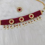 *Бордовое, цвета меди, золотое и красное индийское украшение на шею из меди с искусственными камнями