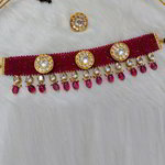 *Бордовое, цвета меди, золотое и красное медное индийское украшение на шею с искусственными камнями