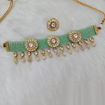 *Цвета меди, зелёное и золотое медное индийское украшение на шею с искусственными камнями