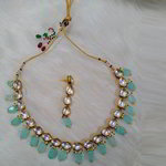 *Цвета меди, золотое и синее медное индийское украшение на шею с искусственными камнями