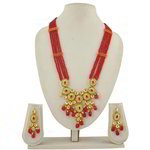 *Бордовое, цвета меди, золотое и красное медное индийское украшение на шею с искусственными камнями, бисером, перламутровыми бусинками