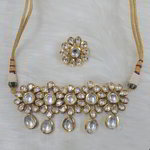 *Молочное, цвета меди и золотое индийское украшение на шею из меди с искусственными камнями