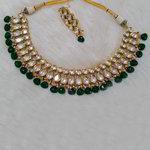 *Цвета меди, зелёное и золотое медное индийское украшение на шею с искусственными камнями