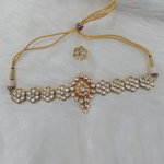 *Молочное, цвета меди и золотое индийское украшение на шею из меди с искусственными камнями