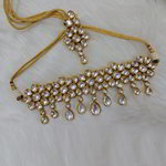 *Молочное, цвета меди и золотое медное индийское украшение на шею с искусственными камнями