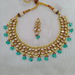 *Цвета меди, золотое и синее медное индийское украшение на шею с искусственными камнями