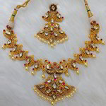 *Разноцветное, цвета меди и золотое медное индийское украшение на шею с искусственными камнями