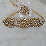 *Молочное, цвета меди и золотое медное индийское украшение на шею с искусственными камнями