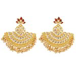 *Бордовые, золотые и красные латунные индийские серьги с искусственными камнями