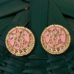 *Золотые и розовые индийские серьги из латуни с бисером