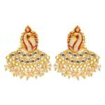 *Бордовые, золотые и красные латунные индийские серьги с искусственными камнями