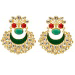 *Бордовые, золотые и красные индийские серьги из латуни с искусственными камнями