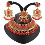 *Бордовое, золотое и красное индийское украшение на шею со стразами, искусственными камнями