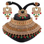 *Бордовое, золотое и красное индийское украшение на шею со стразами, искусственными камнями