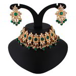 *Зелёное и золотое индийское украшение на шею со стразами, искусственными камнями