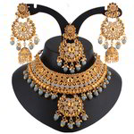 *Чёрное, золотое и серое индийское украшение на шею со стразами