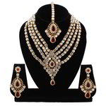 *Молочное и золотое индийское украшение на шею со стразами