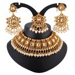 *Молочное и золотое индийское украшение на шею со стразами