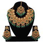 *Зелёное и золотое индийское украшение на шею со стразами