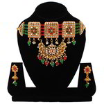 *Разноцветное и золотое индийское украшение на шею со стразами