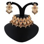 *Чёрное, золотое и серое индийское украшение на шею со стразами