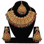 *Разноцветное и золотое индийское украшение на шею со стразами