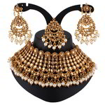 *Молочное и золотое индийское украшение на шею со стразами