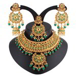 *Бежевое, коричневое и золотое индийское украшение на шею со стразами