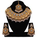 *Чёрное, золотое и серое индийское украшение на шею со стразами