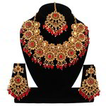 *Бордовое, золотое и красное индийское украшение на шею со стразами