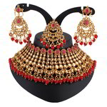 *Бордовое, золотое и красное индийское украшение на шею со стразами