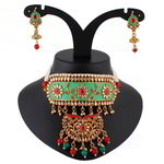 *Разноцветное и золотое индийское украшение на шею со стразами