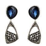 *Серебристые и синие латунные индийские серьги с бисером