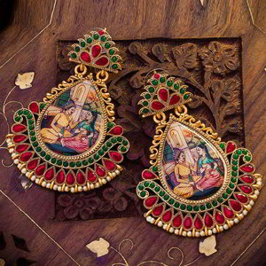 Позолоченные индийские серьги