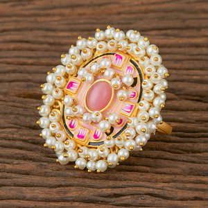 Золотое и розовое латунное женское индийское кольцо с искусственными камнями