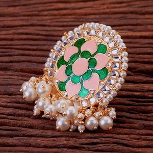 Разноцветное и золотое женское индийское кольцо из латуни с искусственными камнями