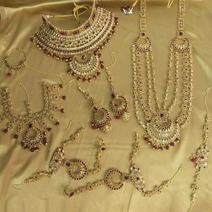 Бордовый, цвета меди, золотой и красный медный набор свадебных индийских украшений со стразами, перламутровыми бусинками