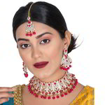 *Золотое и розовое индийское украшение на шею со стразами