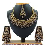 *Чёрное, золотое и серое индийское украшение на шею со стразами