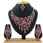 *Золотое и розовое медное индийское украшение на шею со стразами