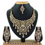 *Молочное и золотое медное индийское украшение на шею со стразами