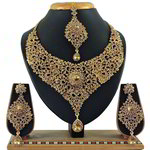 *Золотое латунное индийское украшение на шею со стразами