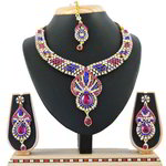 *Цвета меди, золотое и синее медное индийское украшение на шею со стразами