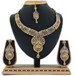 *Молочное и золотое индийское украшение на шею из меди со стразами