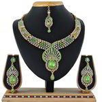 *Цвета меди, зелёное и золотое медное индийское украшение на шею со стразами