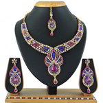 *Цвета меди, золотое и синее медное индийское украшение на шею со стразами