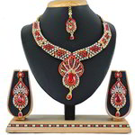 *Бордовое, цвета меди, золотое и красное медное индийское украшение на шею со стразами